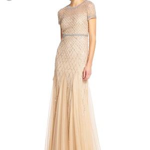 Adrianna Papell cap sleeve beaded gown